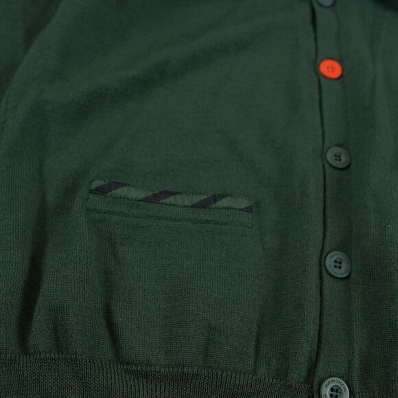 Pilsner Urquell 100% Wool Green Elbow Patch Cardigan Sweater Unisex Sz M - Picture 8 of 13